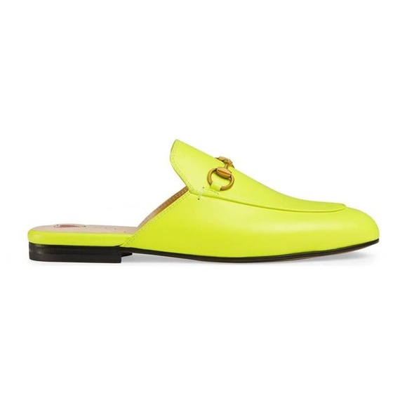 Gucci Yellow Princetown Fluo Neon Leather Loafer/Mule/Slipper Flats - Picture 3 of 5